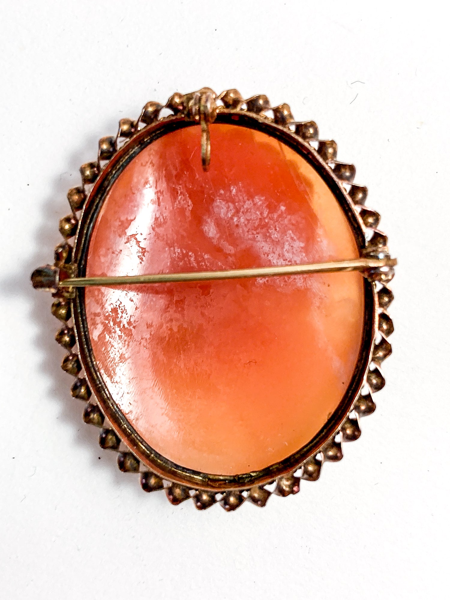 Antique 1920s 10K Yellow Gold Oval Cameo Brooch Pin Convertible Pendant