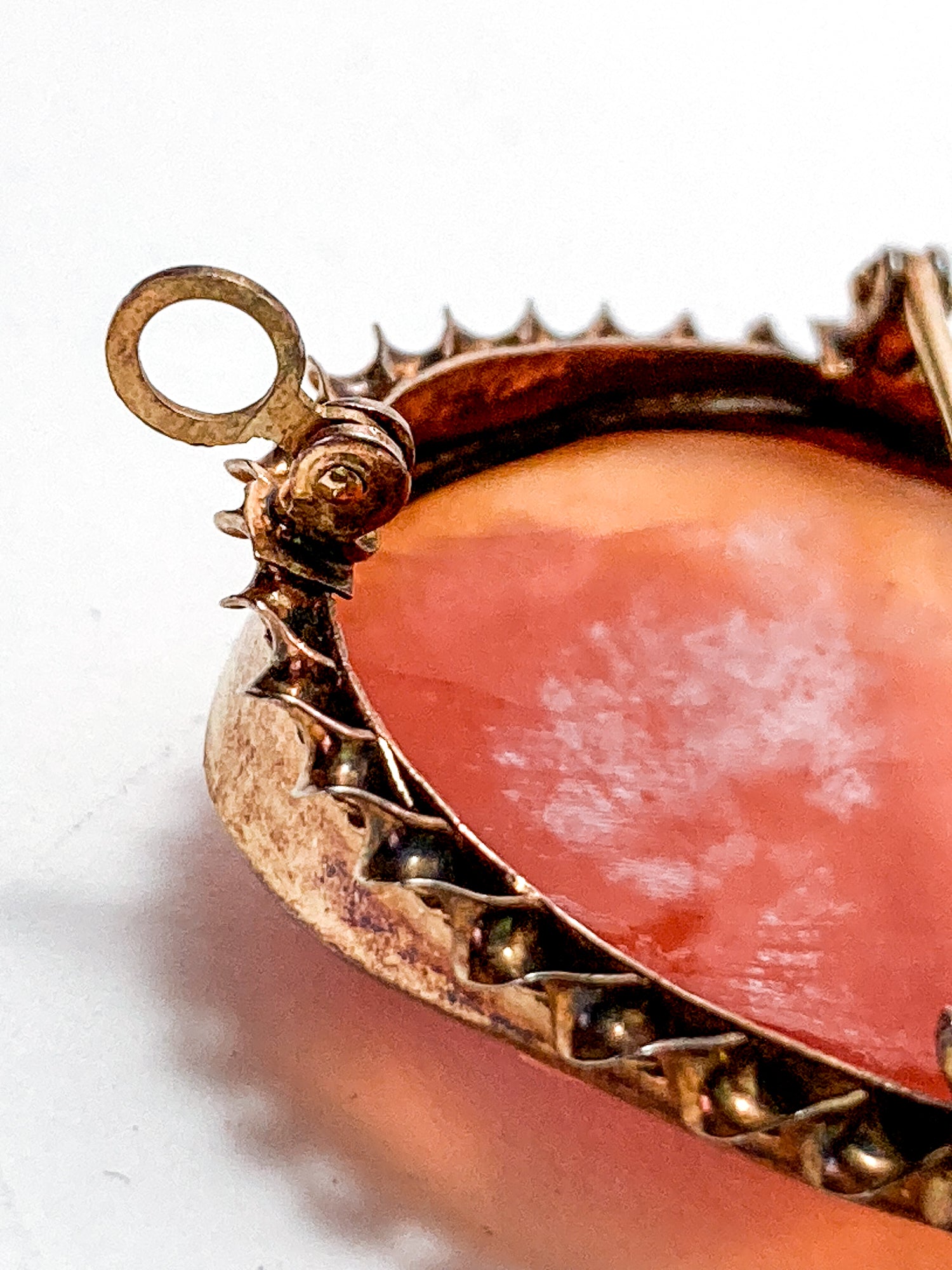 Antique 1920s 10K Yellow Gold Oval Cameo Brooch Pin Convertible Pendant