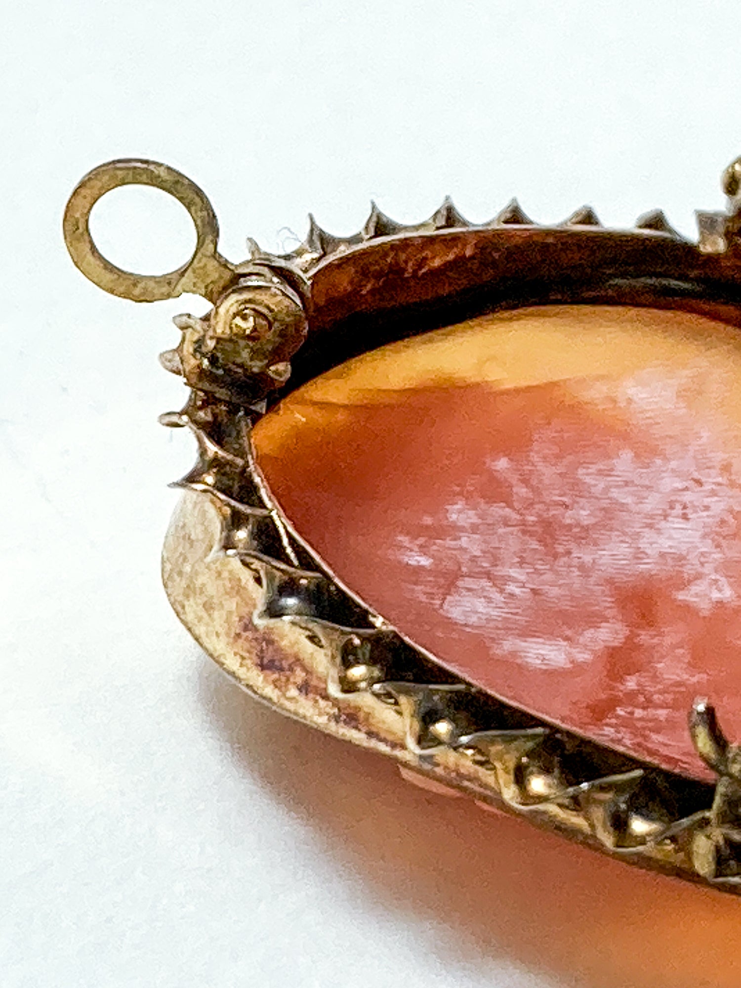 Antique 1920s 10K Yellow Gold Oval Cameo Brooch Pin Convertible Pendant