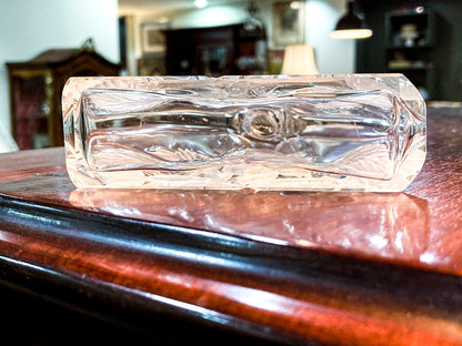 Antique 1920s Czech Clear Glass Floral Triangular Lybis Luxor Perfume Bottle