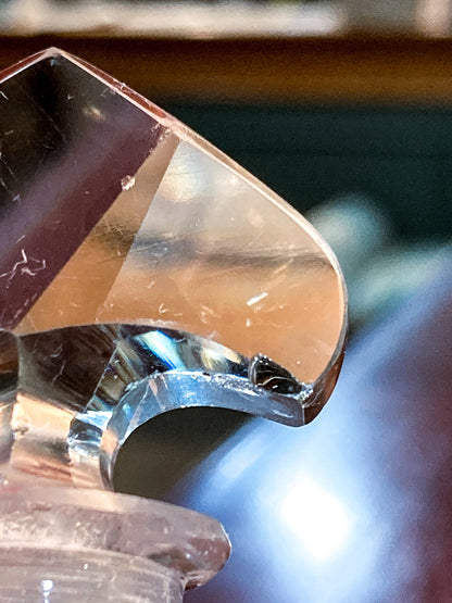 Antique 1920s Czech Clear Glass Floral Triangular Lybis Luxor Perfume Bottle