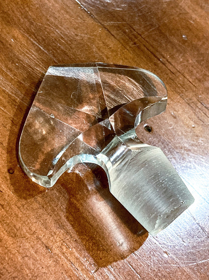 Antique 1920s Czech Clear Glass Floral Triangular Lybis Luxor Perfume Bottle