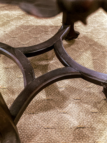 Antique 1920s Hand Carved Chinese Rosewood Marble Top Inlay Side Table