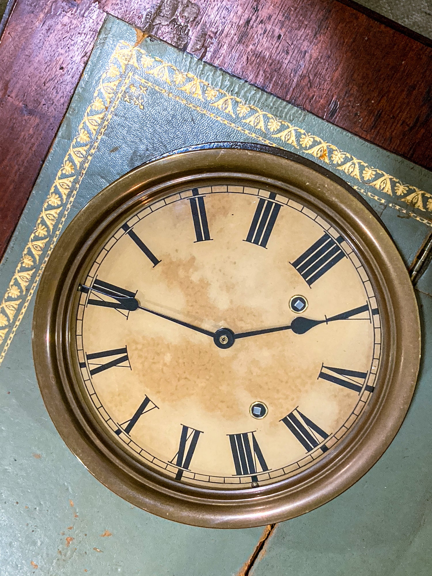 Antique 1924 American Schäffer & Budenberg Brass Case Marine Bulkhead Wall Clock