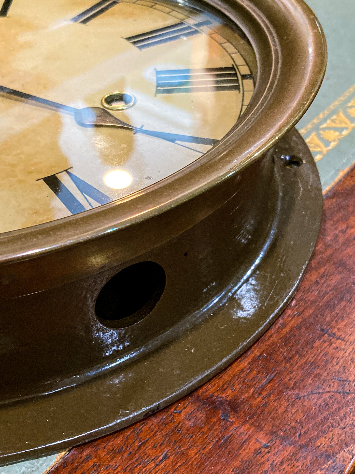 Antique 1924 American Schäffer & Budenberg Brass Case Marine Bulkhead Wall Clock
