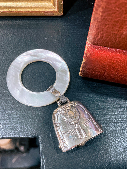 Antique 1926 Sterling Silver June 22 Baby Birth Record Bell Ornament