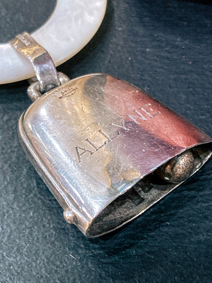 Antique 1926 Sterling Silver June 22 Baby Birth Record Bell Ornament