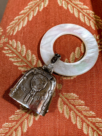 Antique 1926 Sterling Silver June 22 Baby Birth Record Bell Ornament