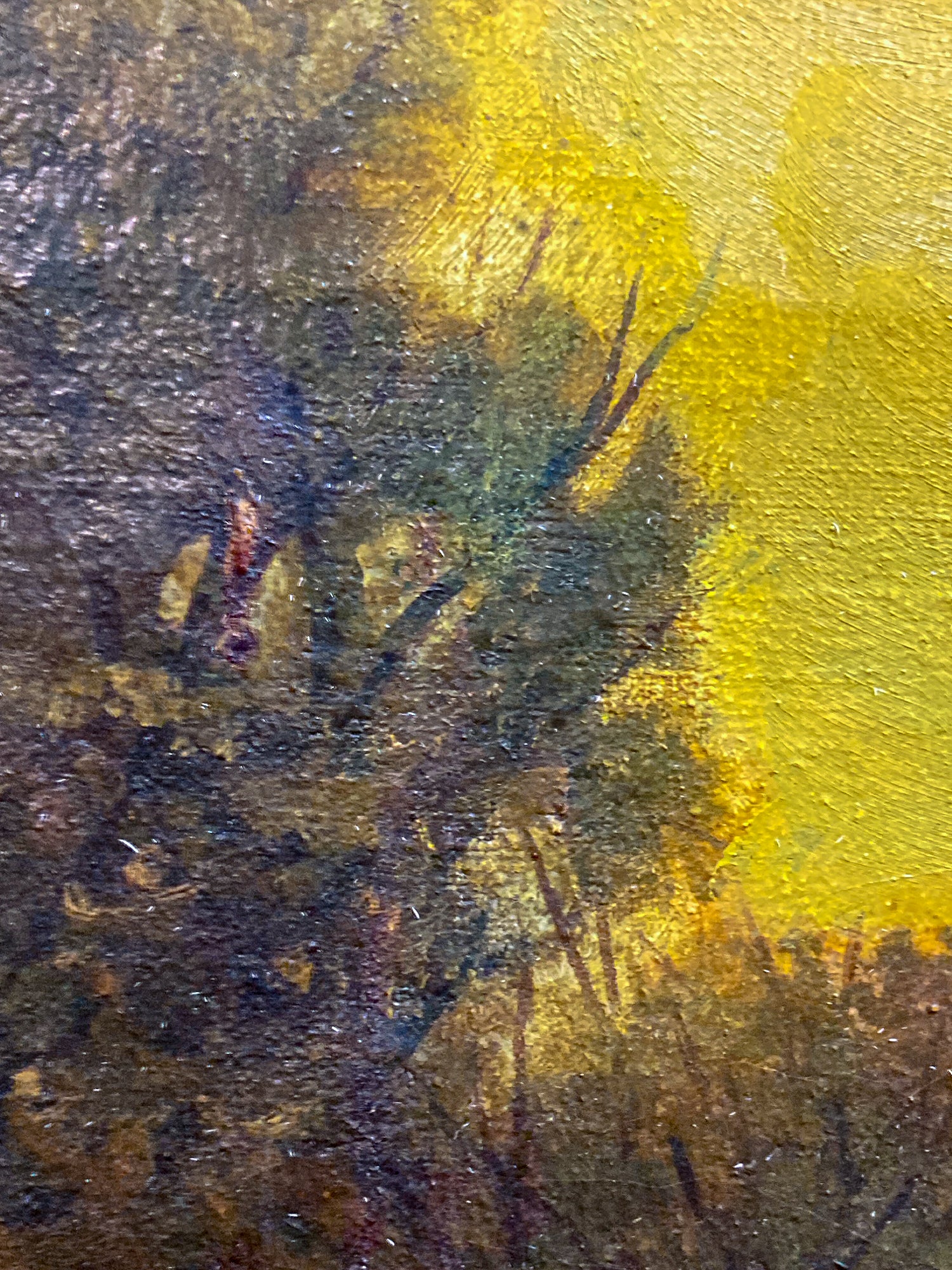 Close Up. Antique 1927 Serene River Landscape Framed Signed Oil Painting