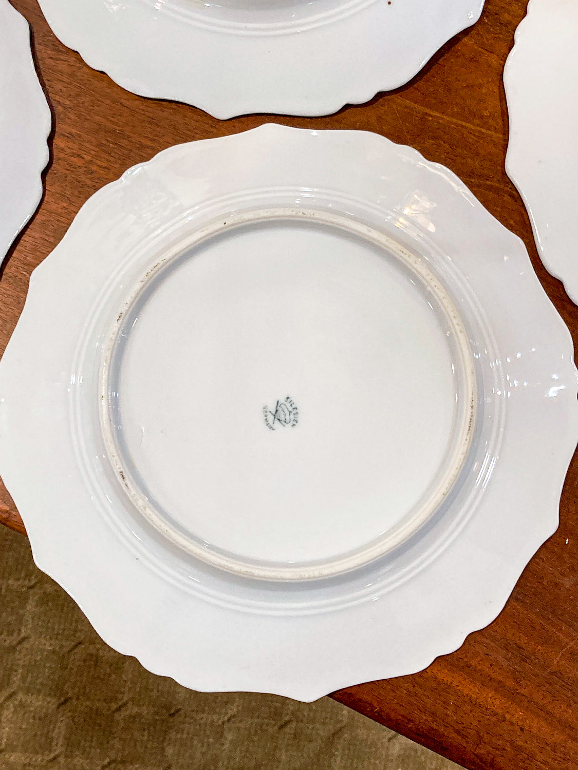 Antique 1930s Set of Six German Silesien Lily of the Valley Porcelain Dessert Plates