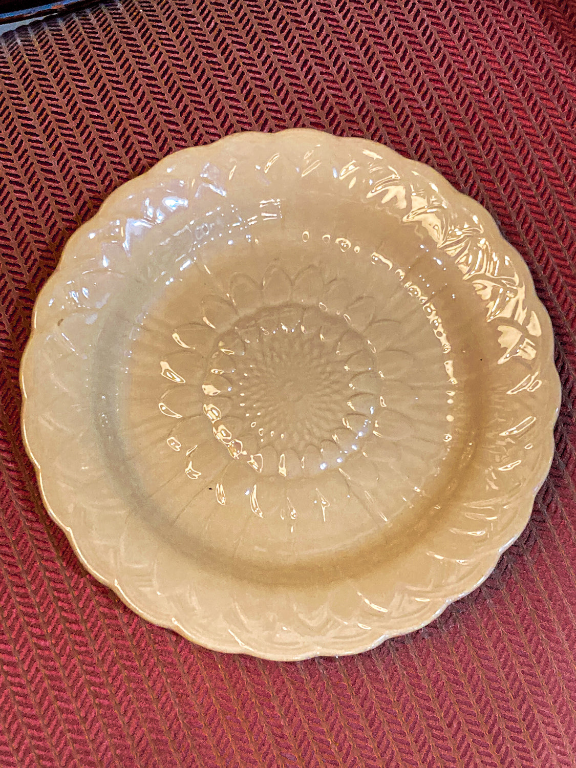 Antique 19th Century Wedgwood Caneware Beige Sunflower Plate