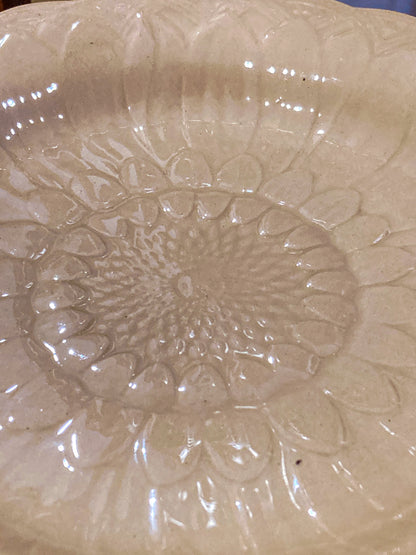 Antique 19th Century Wedgwood Caneware Beige Sunflower Plate