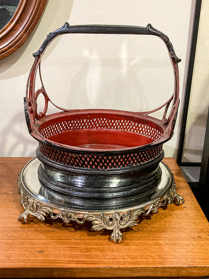 Antique 19th Century Burmese Pan Duang Red Black Lacquer Basket