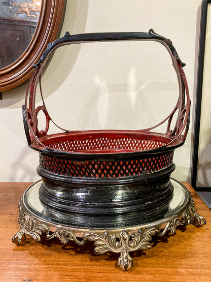 Antique 19th Century Burmese Pan Duang Red Black Lacquer Basket