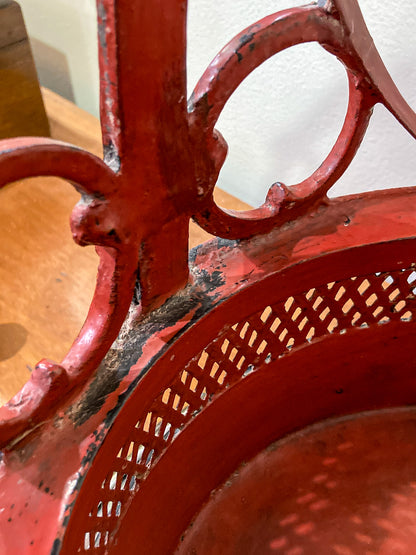 Antique 19th Century Burmese Pan Duang Red Black Lacquer Basket