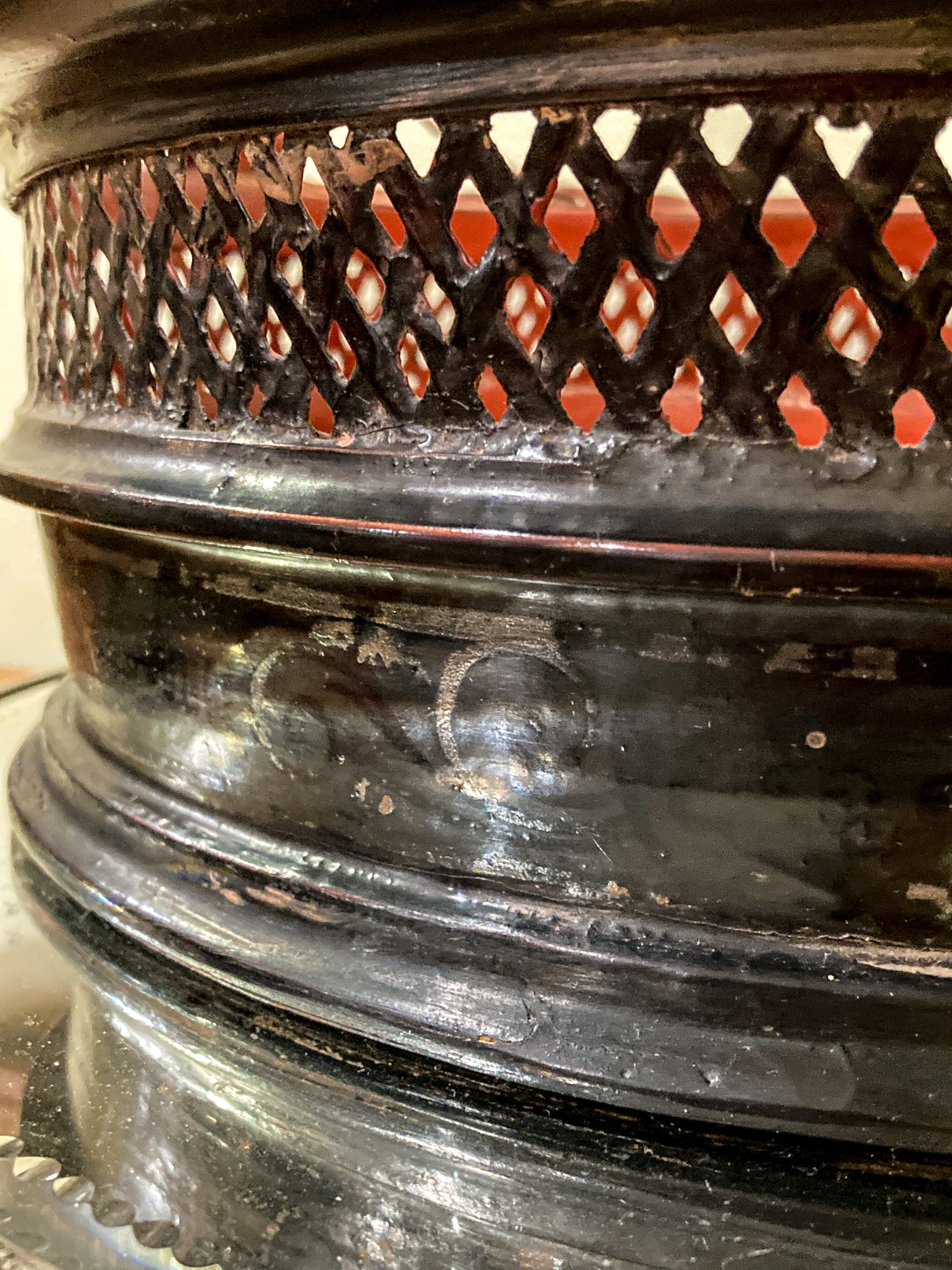 Antique 19th Century Burmese Pan Duang Red Black Lacquer Basket