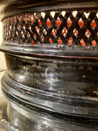 Antique 19th Century Burmese Pan Duang Red Black Lacquer Basket