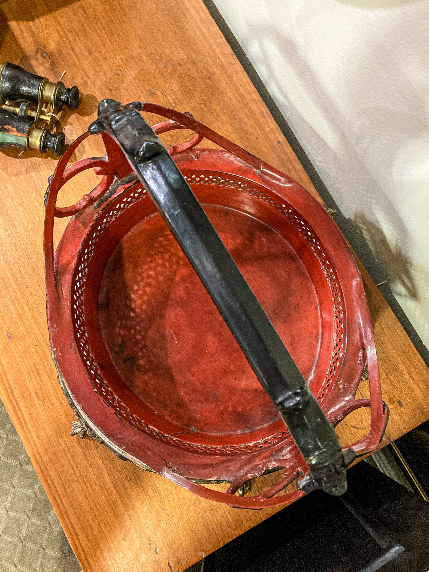 Antique 19th Century Burmese Pan Duang Red Black Lacquer Basket
