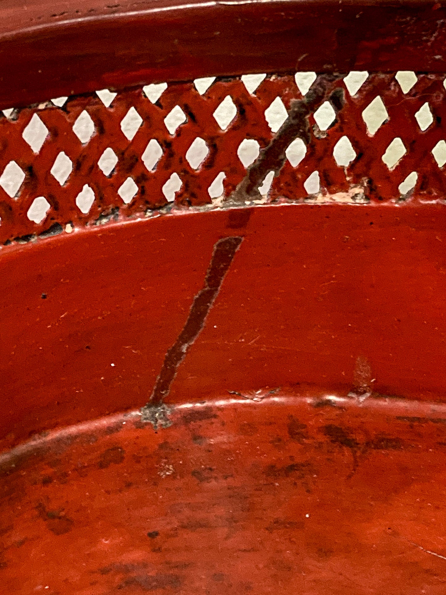 Antique 19th Century Burmese Pan Duang Red Black Lacquer Basket