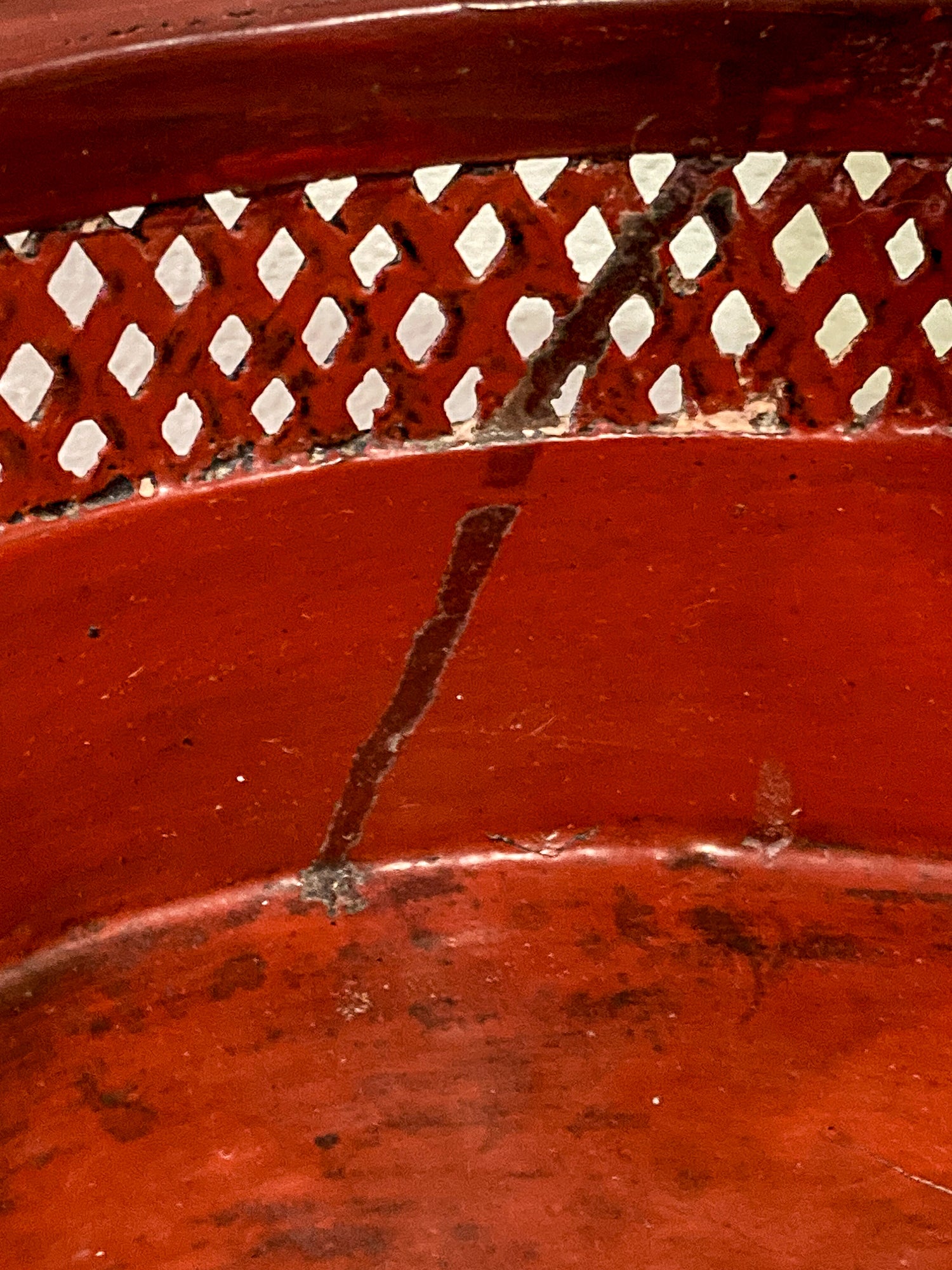 Antique 19th Century Burmese Pan Duang Red Black Lacquer Basket