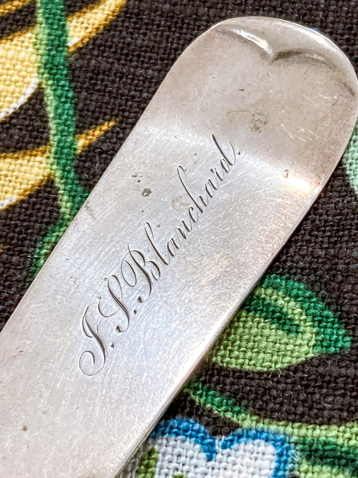 Antique 19th Century Chandless Coin Silver Engraved Serving Spoon