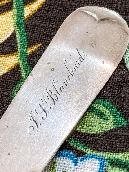 Antique 19th Century Chandless Coin Silver Engraved Serving Spoon