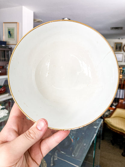 Antique 18th Century English Hand Painted Gilt Floral Tea Time Ceramic Slop Bowl
