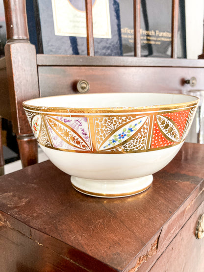 Antique 18th Century English Hand Painted Gilt Floral Tea Time Ceramic Slop Bowl