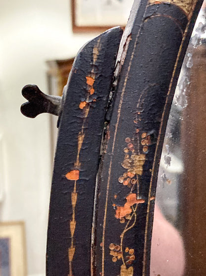 Antique 19th Century Japanese Geisha Style Black Lacquer Hand Painted Vanity