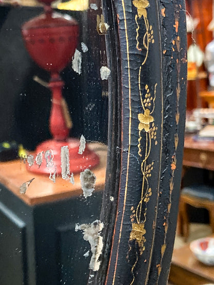 Antique 19th Century Japanese Geisha Style Black Lacquer Hand Painted Vanity