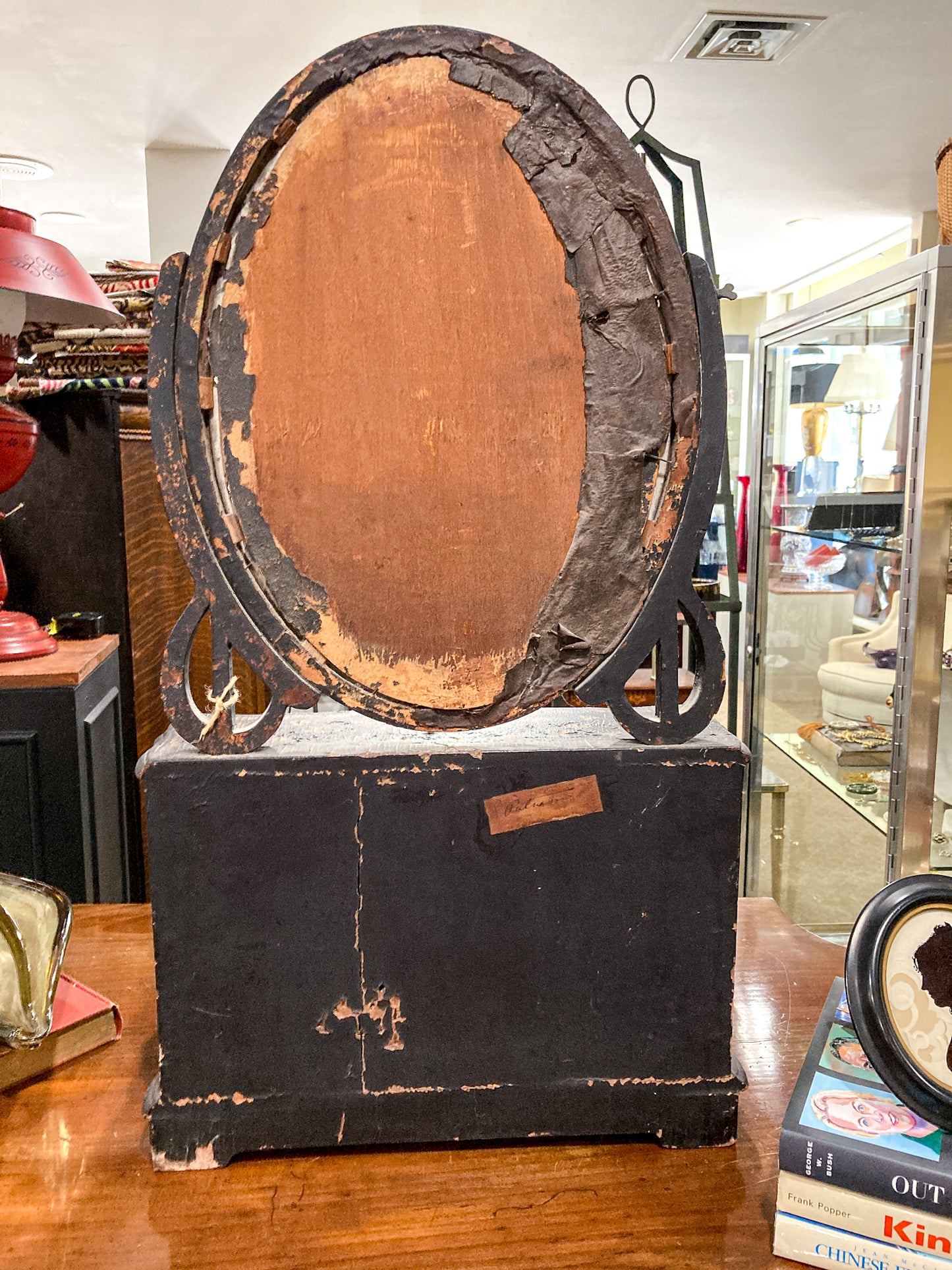Antique 19th Century Japanese Geisha Style Black Lacquer Hand Painted Vanity