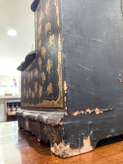 Antique 19th Century Japanese Geisha Style Black Lacquer Hand Painted Vanity