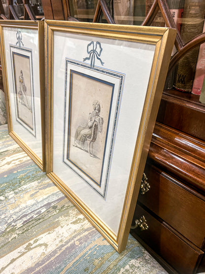 19th Century Pair of Fashion Plates Ackermann's Repository of Arts Framed Prints