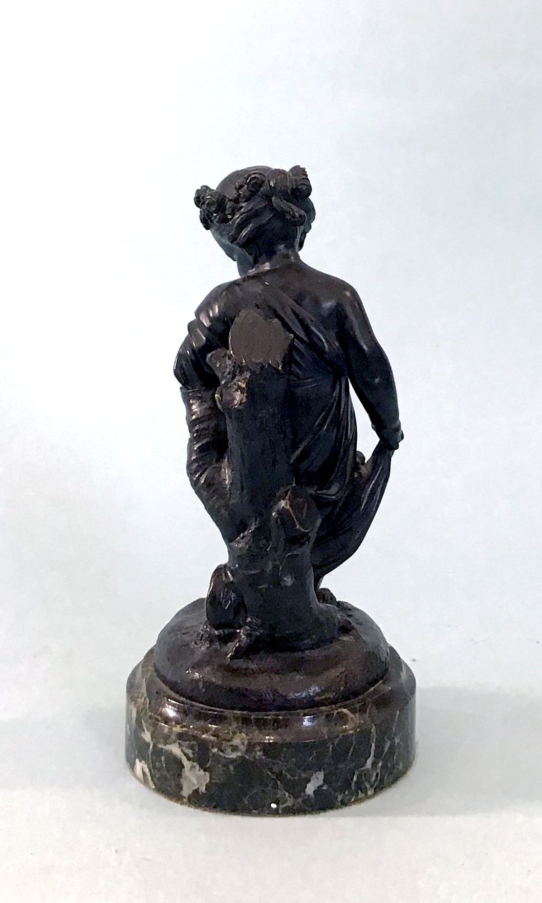 19th Century Pair of Bronze Neoclassical Child Figures on Marble After Etienne Falconnet Girl Back