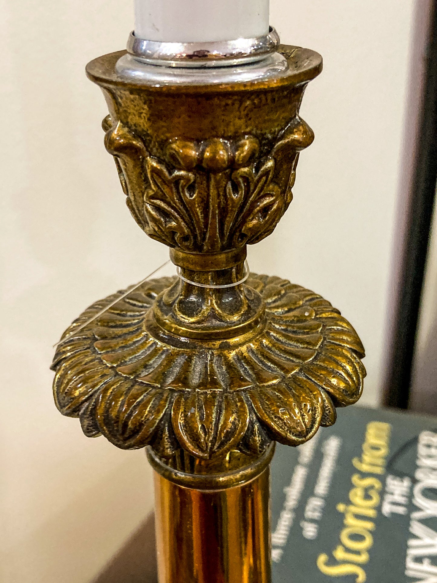 Pair Antique 19th Century French Gilt Bronze Candlestick Converted Table Lamps