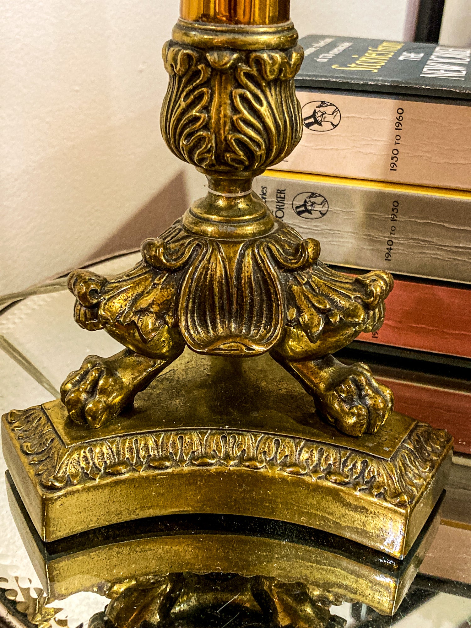Pair Antique 19th Century French Gilt Bronze Candlestick Converted Table Lamps