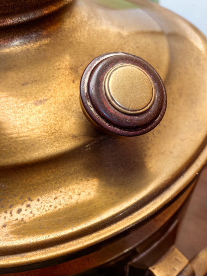 Antique 19th Century Samovar Milk Glass Globe Table Lamp Light Close Up Knob