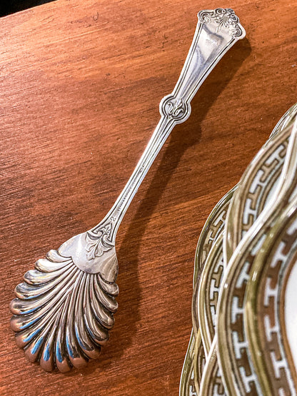 Antique Late 19th Century Stark & Forney Silver Plated Shell Shaped Sugar Spoon
