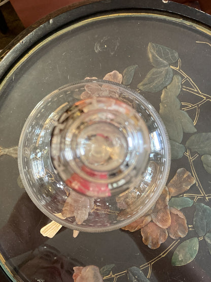 Antique 19th Century Hand Blown Etched Rounded Clear Glass Decanter