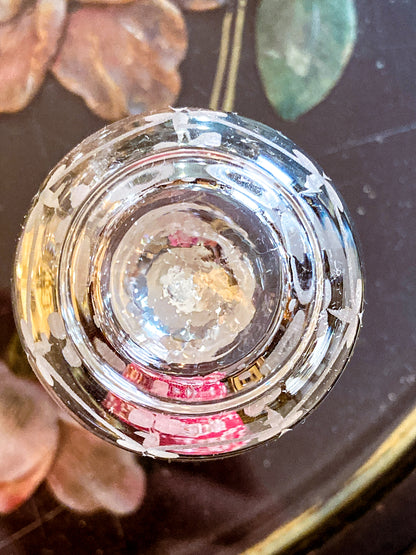 Antique 19th Century Hand Blown Etched Rounded Clear Glass Decanter