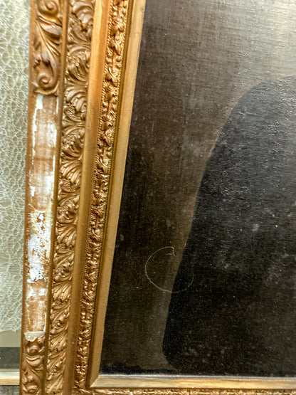 frame loss; Antique 19th Century Unnamed Gentleman Portrait Framed Oil on Canvas Painting