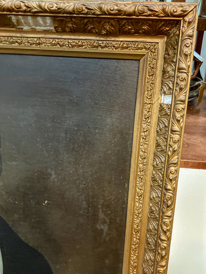Antique 19th Century Unnamed Gentleman Portrait Framed Oil on Canvas Painting