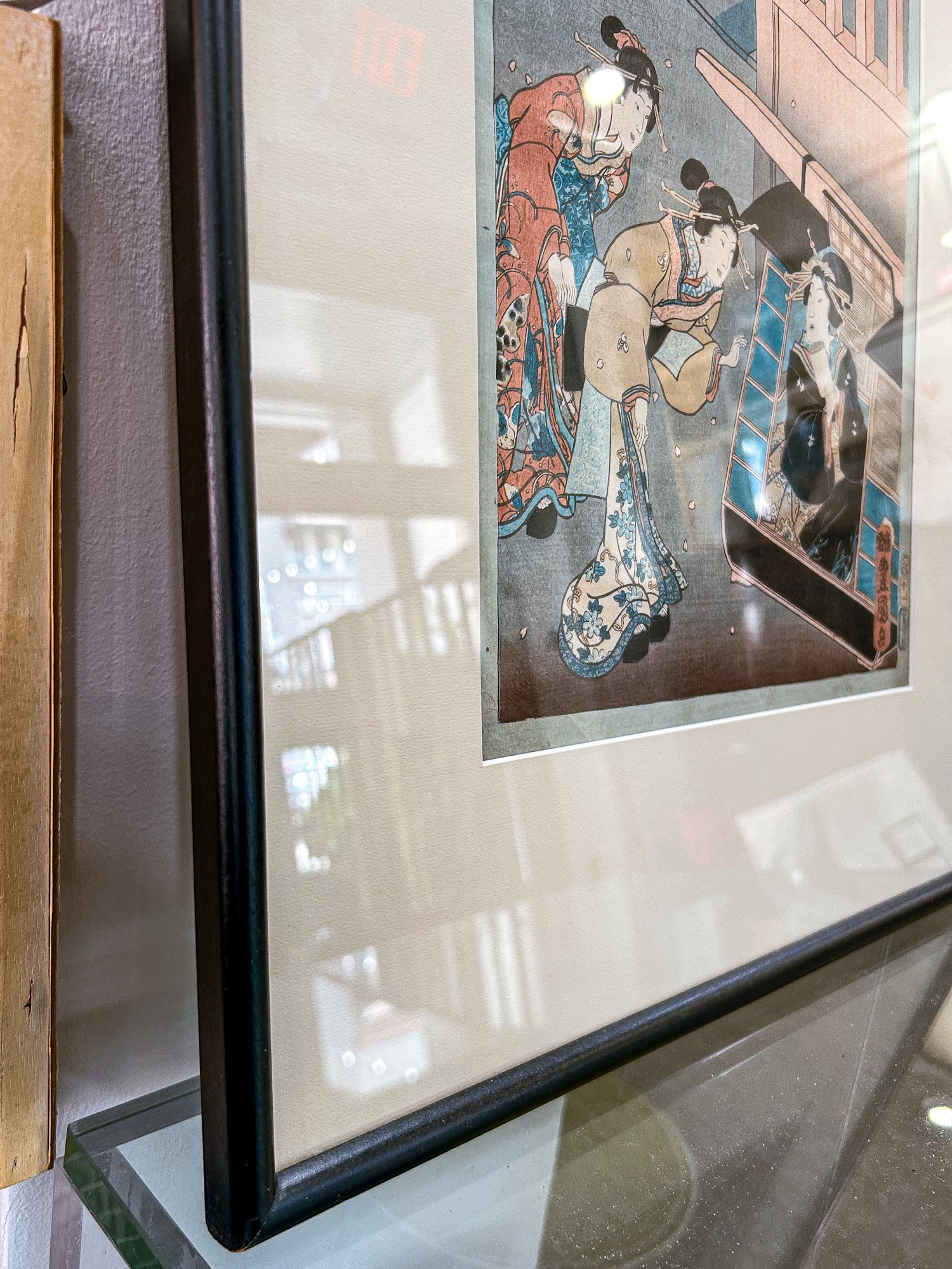 19th Century Utagawa Kunisada (1786-1865) Ladies with Palanquin Framed Woodblock Print