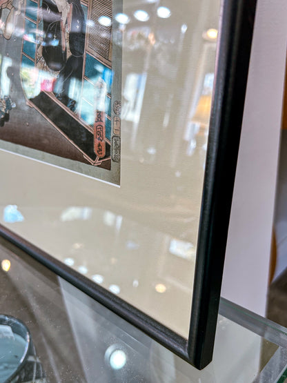 19th Century Utagawa Kunisada (1786-1865) Ladies with Palanquin Framed Woodblock Print