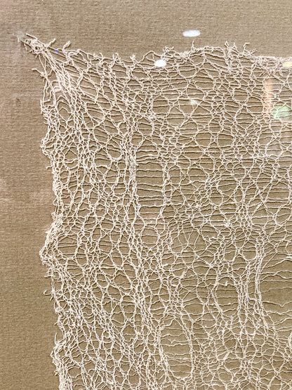 Antique 20th Century Handmade White Lace Panel Framed Fiber Art