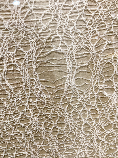 Antique 20th Century Handmade White Lace Panel Framed Fiber Art