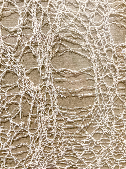 Antique 20th Century Handmade White Lace Panel Framed Fiber Art