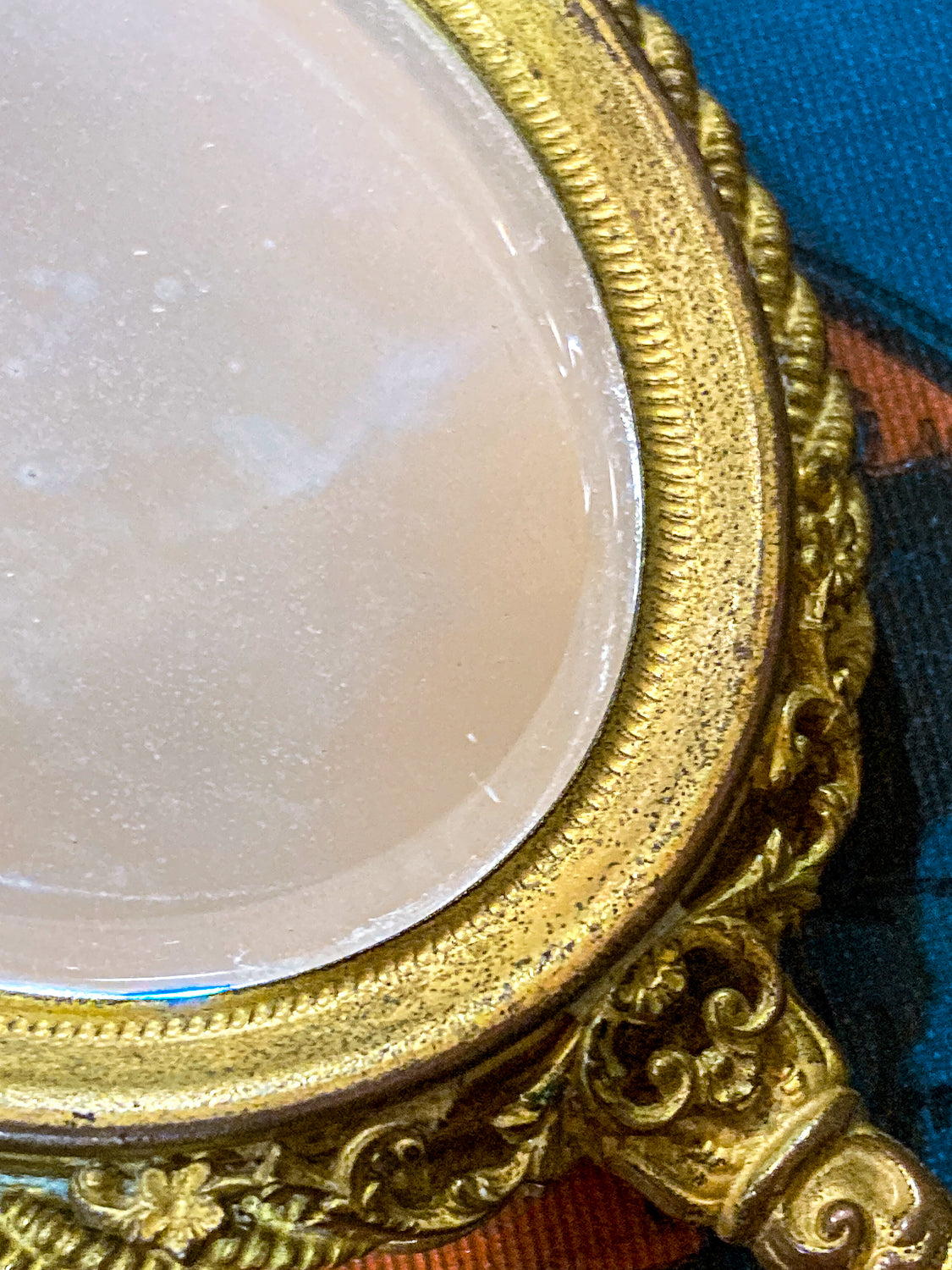 19th Century Antique Petite Doré Beveled Glass Portrait Hand Mirror