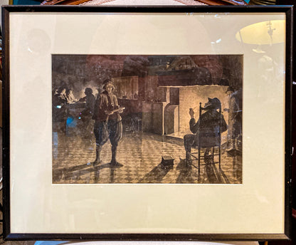 Antique Public House Scene Watercolor Allen B Doggett (1860-1926) Framed Painting