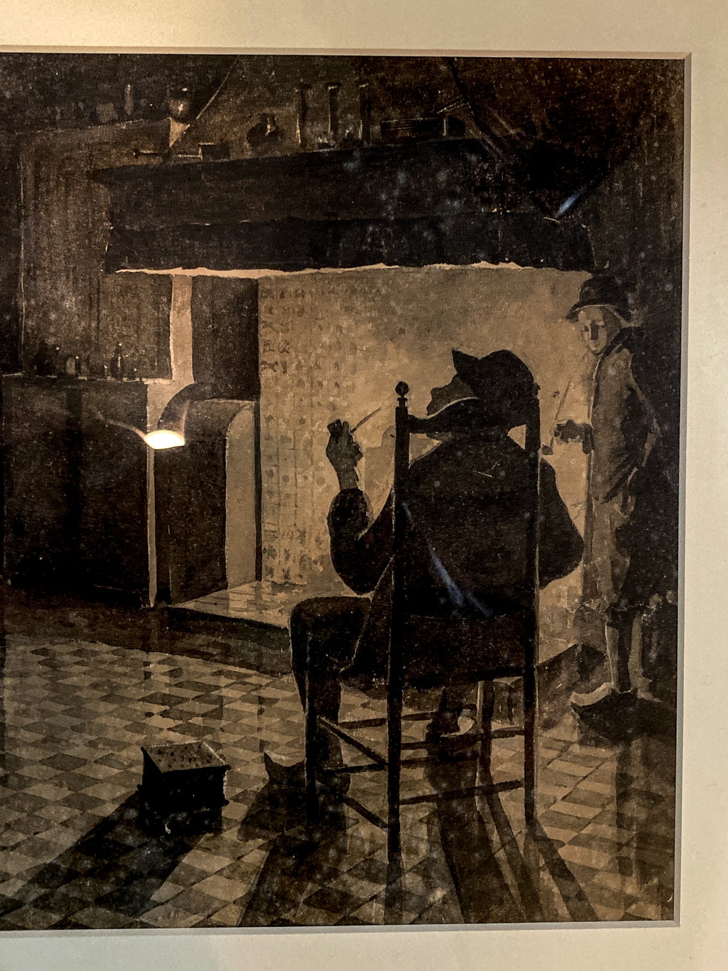 Antique Public House Scene Watercolor Allen B Doggett (1860-1926) Framed Painting